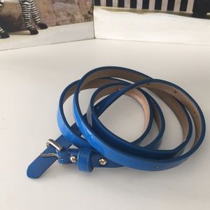Blue with gold hardware skinny belt